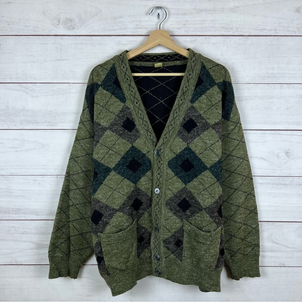Vintage Tricot Wool Blend Cardigan Sweater Large